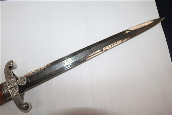 A German Army Officers Presentation dagger, blade engraved both sides